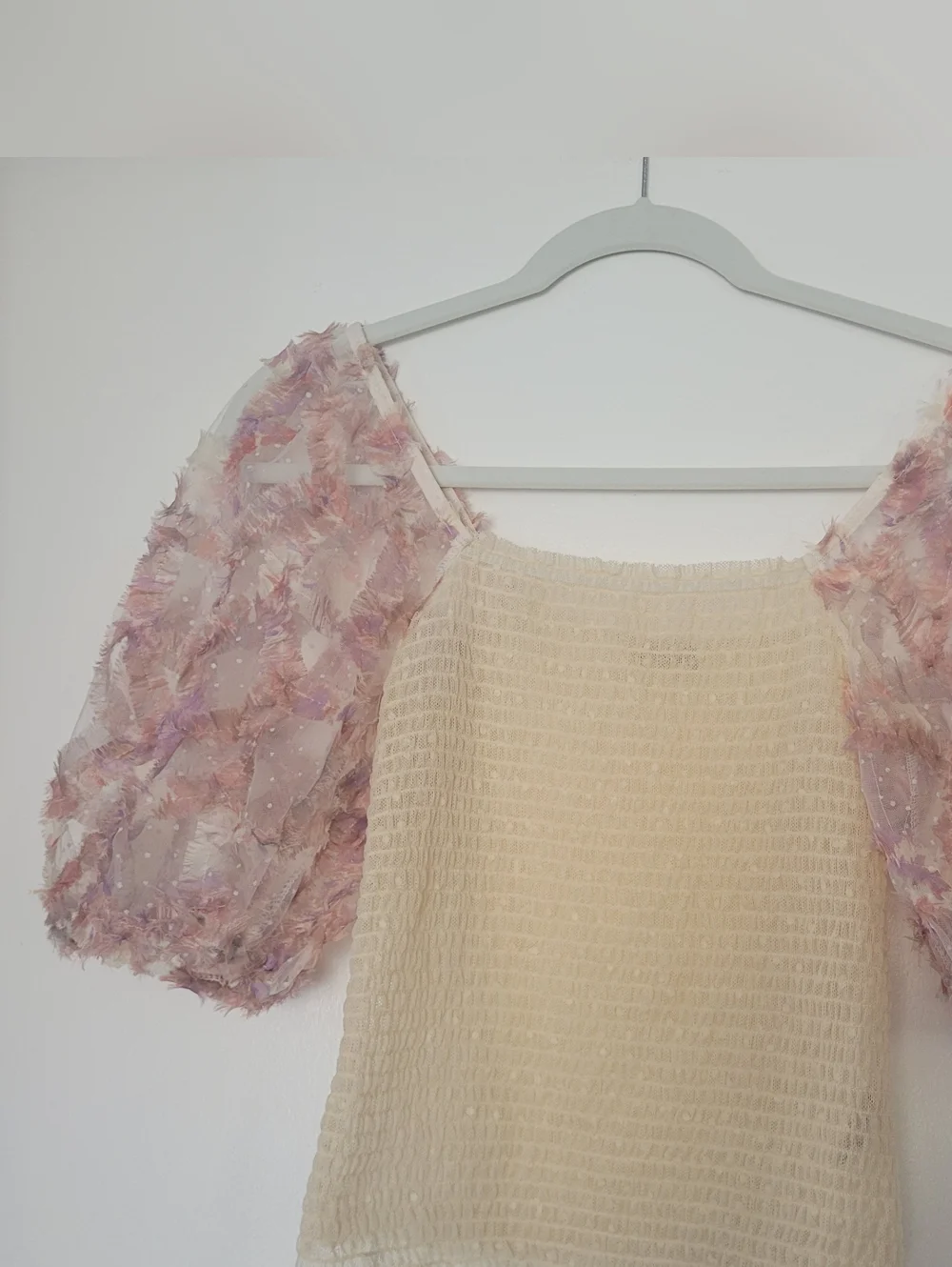Free People Intimately Silverlake Picnic Shirred Top in Beige Size S Sheer Fairy